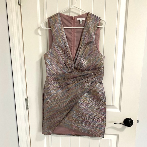 Multicolour Metallic V Neck Wrap Dress - Picture 1 of 2